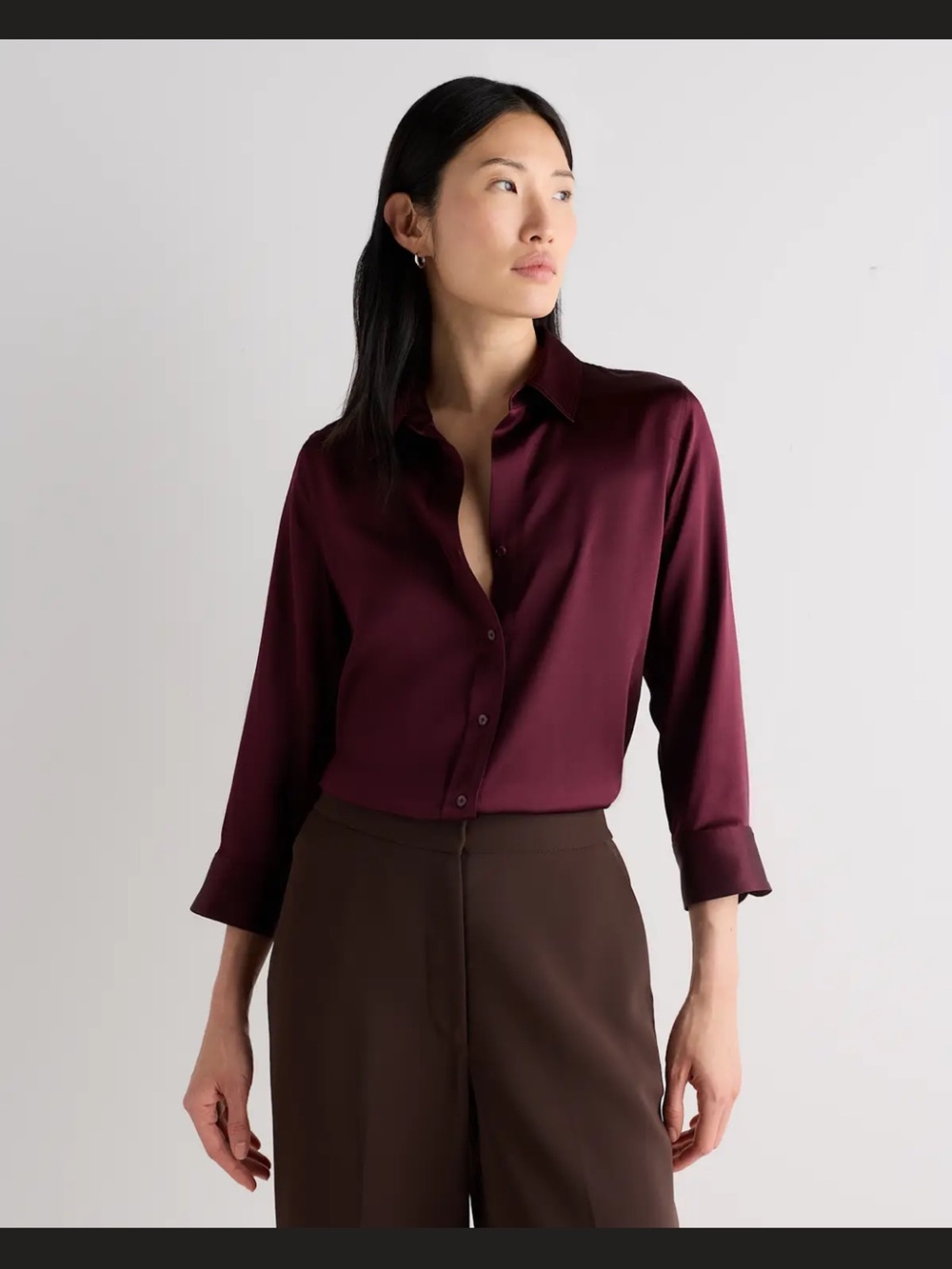 Quince Satin Button Down Wine Tasting Red